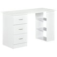 thumbnail image 1 of HOMCOM 47" Modern Home Office Computer Desk Bookcase Combo Writing Table Workstation with 3 Drawer and Storage Shelf - White, 1 of 9