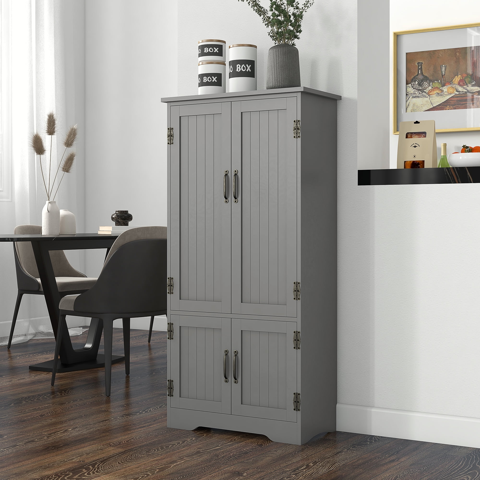 48.5" Farmhouse Kitchen Pantry, Floor Storage Cupboard