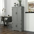 thumbnail image 1 of HOMCOM 48.5" Farmhouse Kitchen Pantry, Floor Storage Cabinet, Cupboard Organizer with Adjustable Shelves and 4-Doors for Dining Room, Gray, 1 of 9