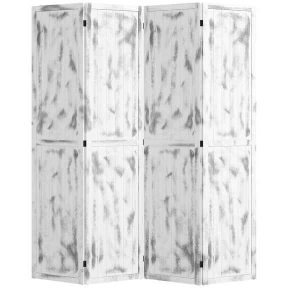 HOMCOM 5.5' 4 Panel Room Divider Folding Privacy Screen Panels, White