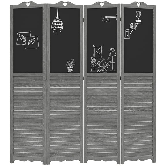 HOMCOM 5.5' 4 Panel Room Divider, Indoor Privacy Screens for Home, Gray