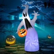 HOMCOM Inflatable Ghost with Pumpkin, Halloween Outdoor LED Lighted Yard Decoration, Waterproof