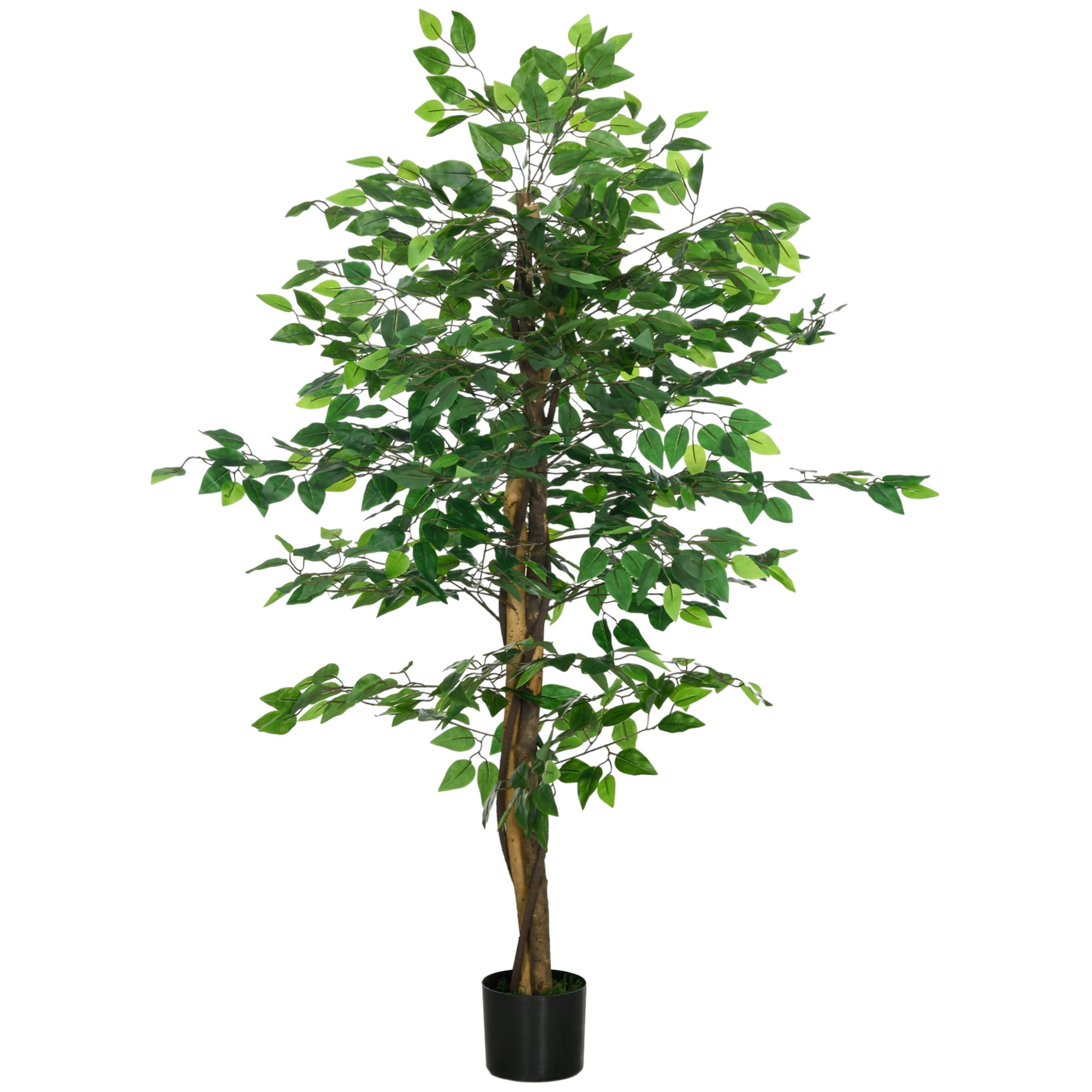 HOMCOM 5' Artificial Tree Ficus for Indoor Outdoor Home Decor, Fake ...