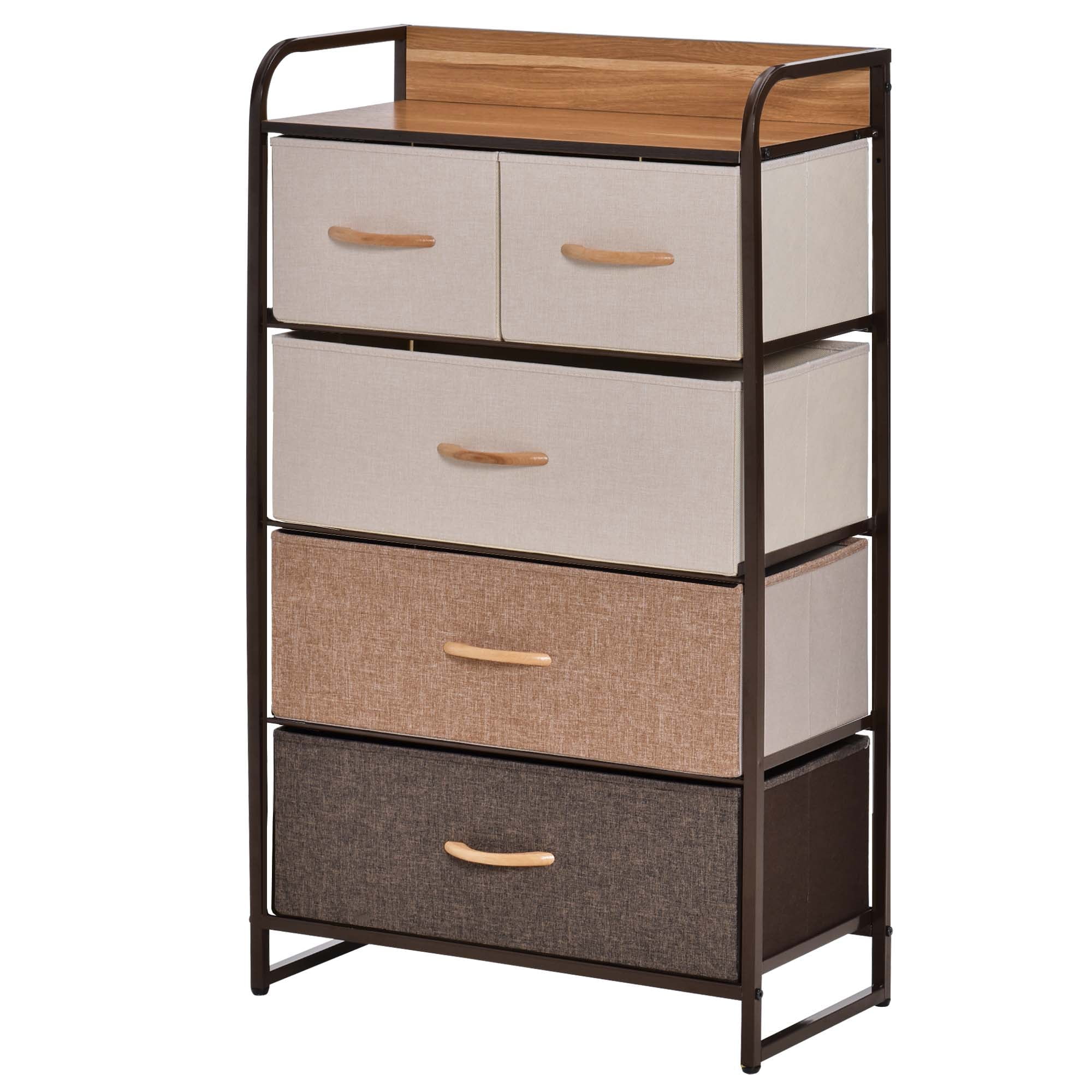 HOMCOM 5-Drawer Dresser, Fabric Chest of Drawers, 4-Tier Storage ...