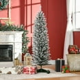 thumbnail image 1 of HOMCOM 5' Snow Flocked Artificial Christmas Tree Slim Xmas Tree with Stand, 1 of 9
