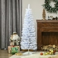 thumbnail image 1 of HOMCOM 5' Snow Flocked Artificial Christmas Tree Slim with Stand, White, 1 of 9