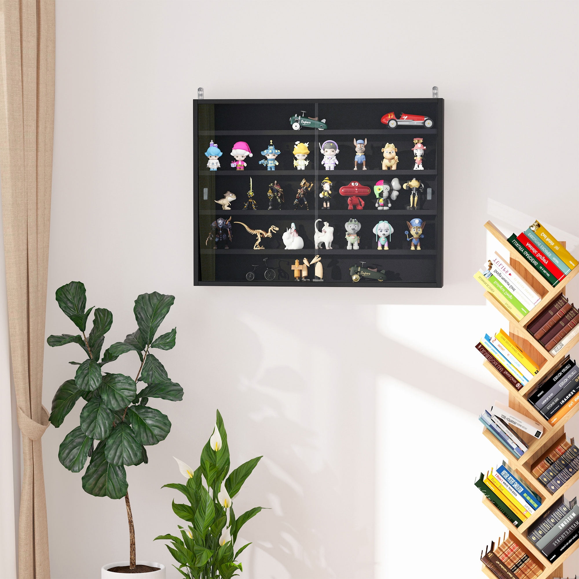HOMCOM  5-storey Wall Shelf  Display Cabinet w/2 Glass Doors and 4 Adjustable Shelves
