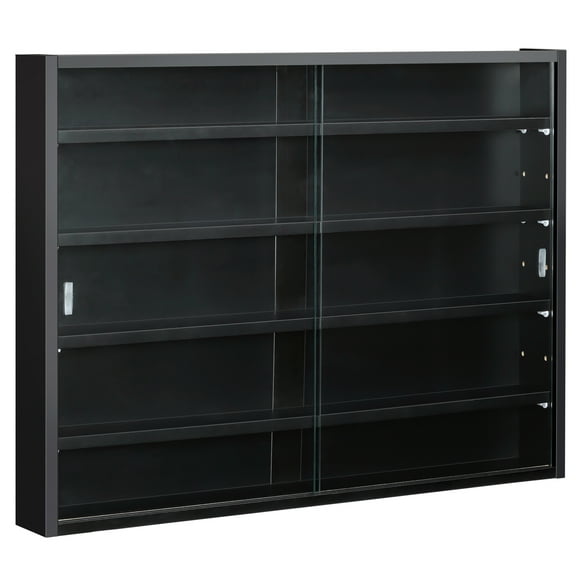 HOMCOM  5-storey Wall Shelf  Display Cabinet w/2 Glass Doors and 4 Adjustable Shelves