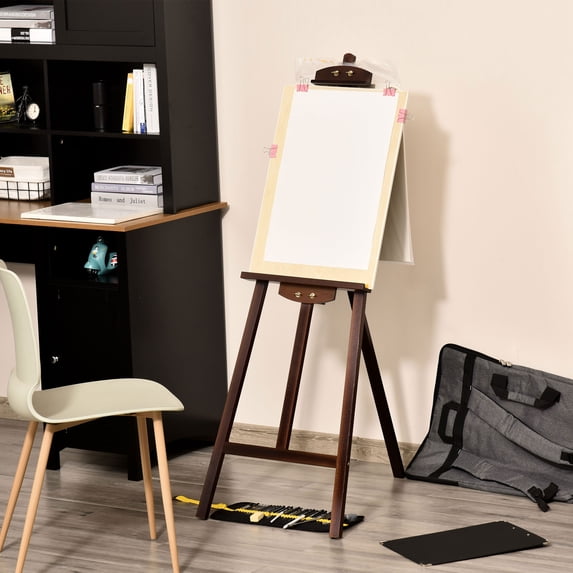 HOMCOM A-Frame Easel of Maximum Height 53", Holds Canvases Up to 43", Painting Studio Art Easel that Tilts up to 75° Degrees for Adults, Beginners, Students, Brown