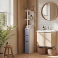 thumbnail image 1 of HOMCOM 54" Tall Bathroom Storage Cabinet, Freestanding Linen Tower with 2-Tier Shelf and Drawers, Narrow Side Floor Organizer, Grey and White, 1 of 9