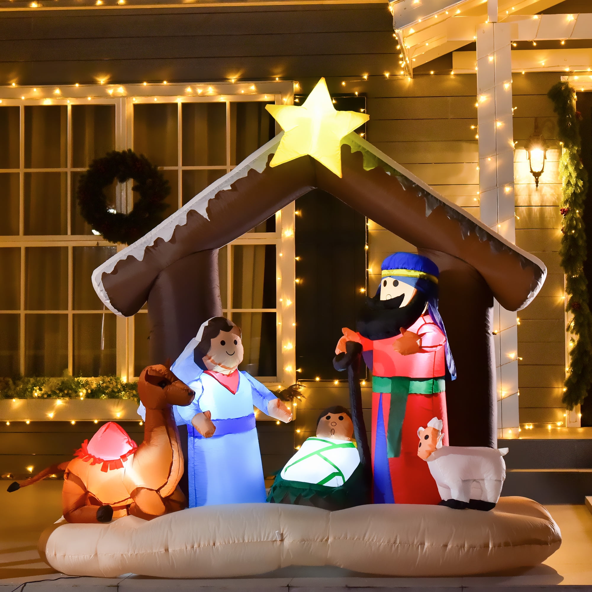 6' Christmas Decor BlowUp Nativity Scene, LED Lights Outdoor
