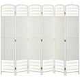 thumbnail image 1 of Homiyad 6 Panel Folding Room Divider Portable Privacy Screen Wave Fiber Room Partition for Home Office White, 1 of 8