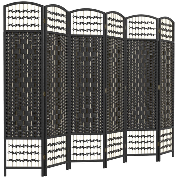 HOMCOM 6 Panel Room Divider, Folding Screen, 5.6', Black