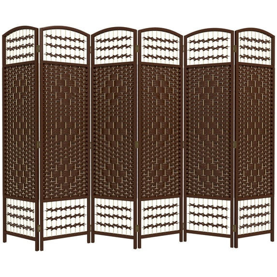 HOMCOM 6 Panel Room Divider, Folding Screen, 5.6', Brown
