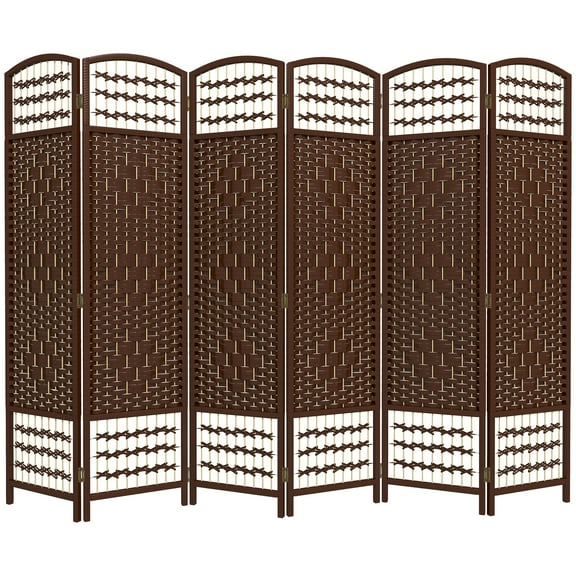 HOMCOM 6 Panel Room Divider, Folding Screen, 5.6', Brown