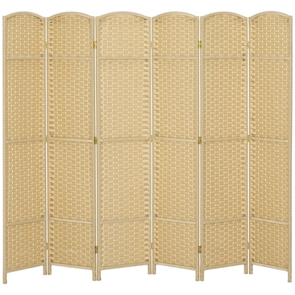 HOMCOM 6 Panel Room Divider Freestanding Folding Privacy Screen, Beige