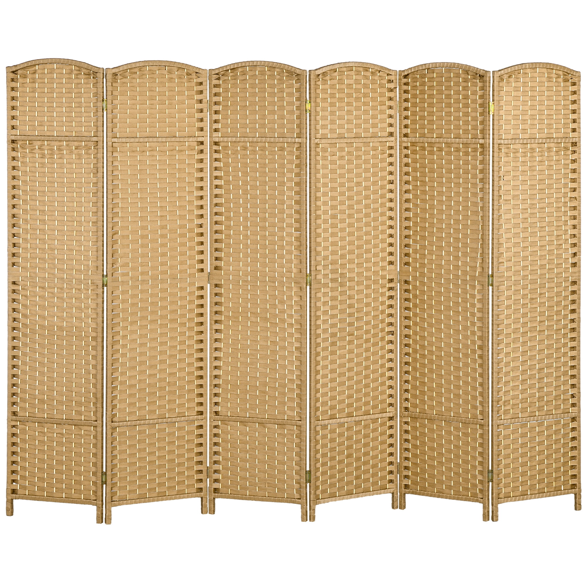 HOMCOM 6 Panel Room Divider Freestanding Folding Privacy Screen Nature Wood
