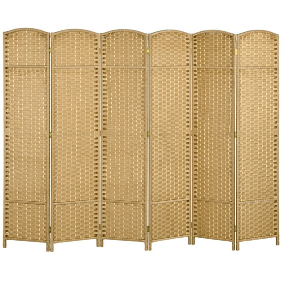 HOMCOM 6 Panel Room Divider Freestanding Folding Privacy Screen Nature Wood
