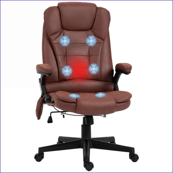 HOMCOM 6-Point Vibration Massage Office Chair with Heat, High Back Reclining Executive Chair, Padded Armrests, Remote | Ruby Red | Microfiber