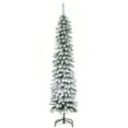 6' Tall Unlit Snow Flocked Artificial Christmas Tree, Slim