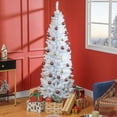 thumbnail image 1 of HOMCOM 6' Unlit Pencil Christmas Tree Holiday Decor with Stand, White, 1 of 9