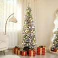 thumbnail image 1 of HOMCOM 6 ft Pencil Christmas Tree, Pre-Lit Xmas Tree w/ Dual Color Lights, 1 of 9