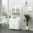 thumbnail image 1 of HOMCOM 67" Pantry Cabinet, Modern Kitchen Hutch, Freestanding Storage Cabinet with Glass Doors, Adjustable Shelves and Drawers, White, 1 of 10
