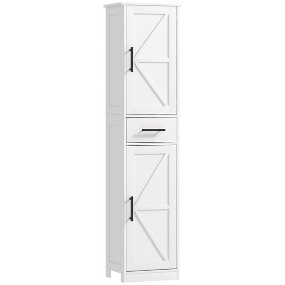 HOMCOM 67" Tall Bathroom Storage Cabinet, Narrow Bathroom Cabinet, White
