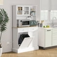 thumbnail image 1 of HOMCOM 68" Kitchen Pantry Cabinet with Charging Station, 2 Tilt Out Trash Cabinets and Microwave Stand, Modern Storage Cabinet, White, 1 of 9