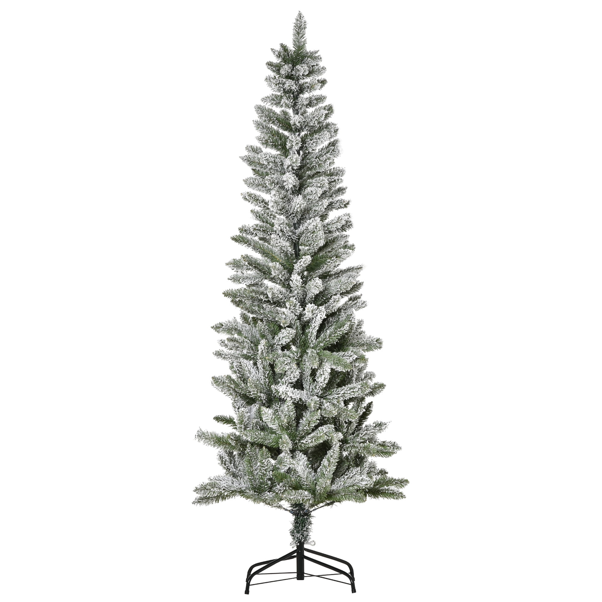 6ft Unlit SnowFlocked Slim Pine Artificial Christmas Tree with