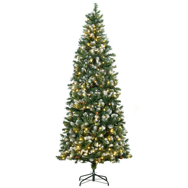 7.5' Slim Prelit Artificial Christmas Tree with Snowdipped Tips