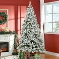 thumbnail image 1 of HOMCOM 7.5' Tall Unlit Snow Flocked Pine Artificial Christmas Tree with Realistic Branches, Green, 1 of 9
