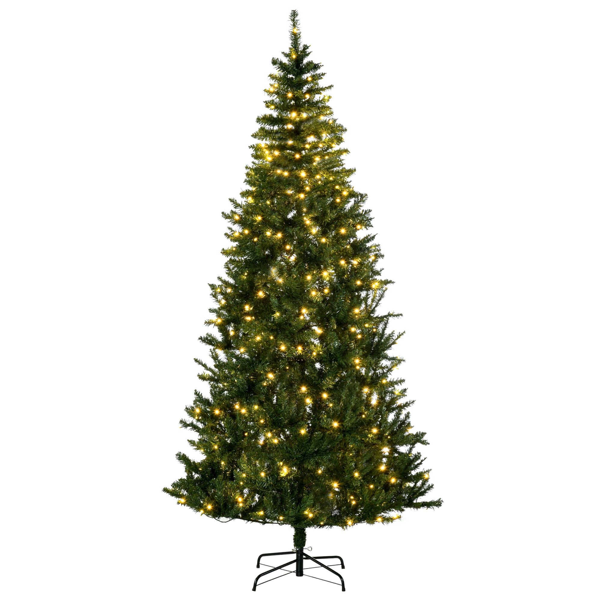 HOMCOM 7.5ft Tall Pre-lit Pine Artificial Christmas Tree with Realistic ...