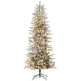thumbnail image 1 of HOMCOM 7.5ft Tall Prelit Artificial Christmas Tree Holiday Décor with 850 Snow Flocked Branches, 350 Warm Yellow Clear Lights, Auto Open, Extra Bulb, 1 of 4