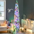 thumbnail image 1 of HOMCOM 7' Downswept Slim Snow Artificial Christmas Tree with LED Lights, 1 of 9