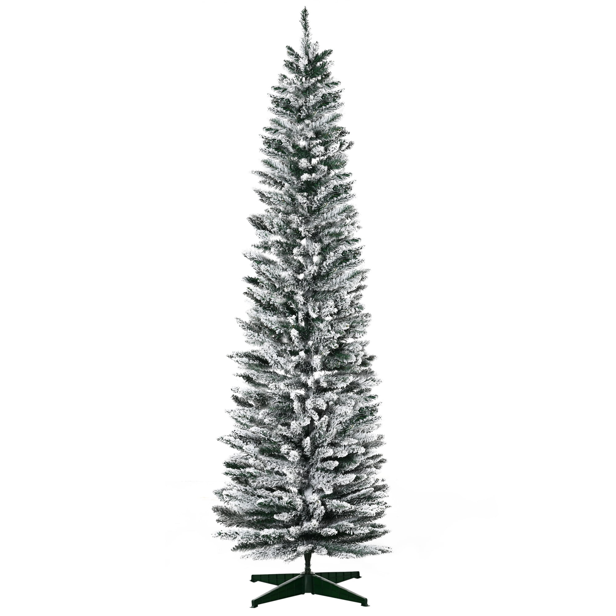 7' Snow Flocked Artificial Christmas Tree Slim Xmas Tree with
