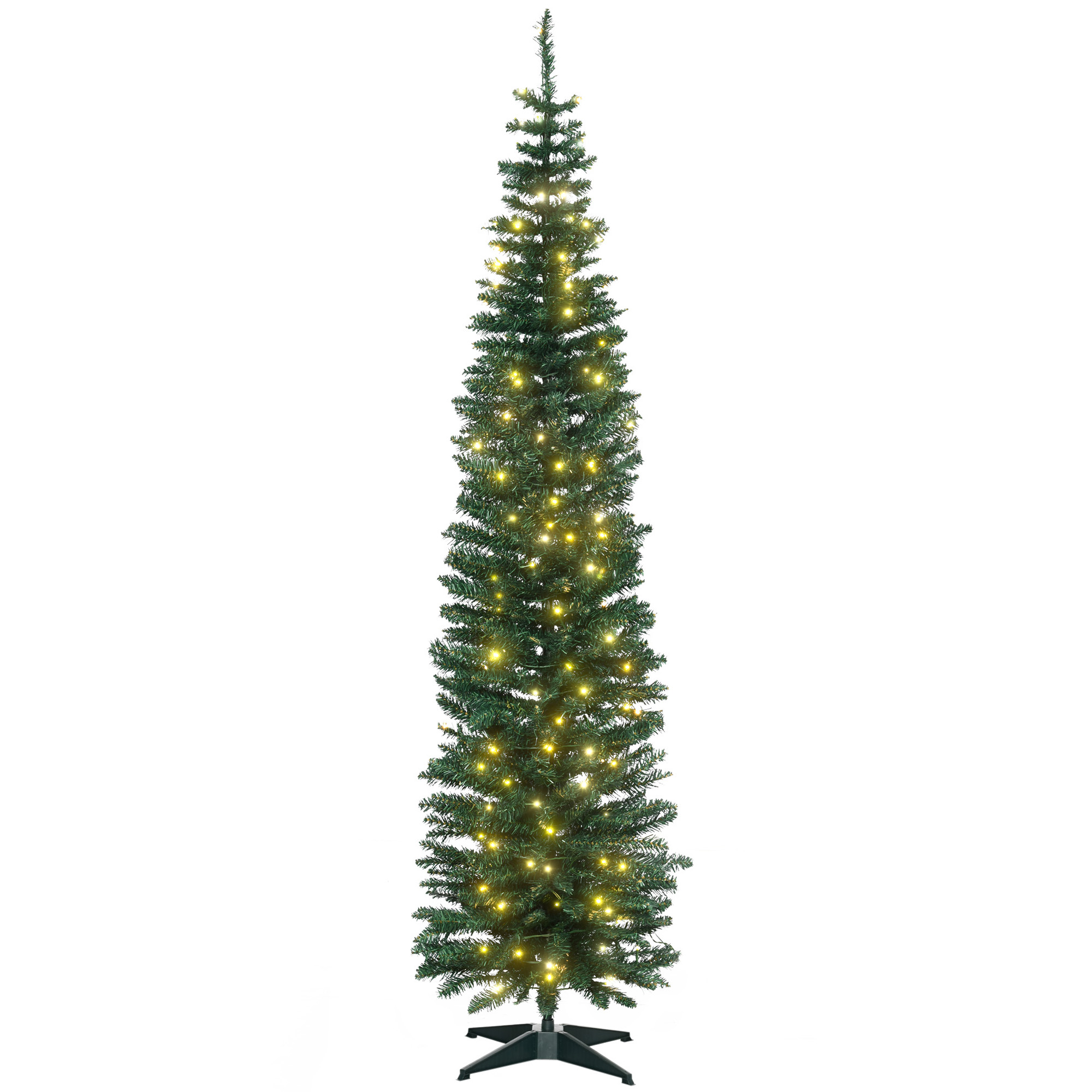 7' Tall PreLit Slim Noble Fir Artificial Christmas Tree with