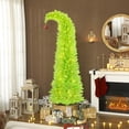 thumbnail image 1 of HOMCOM 7 ft Whimsical Christmas Tree with Red Ball, Prelit Pencil Artificial Xmas Tree with 250 LED Lights, Metal Base, Easy Assembly, Green, 1 of 9