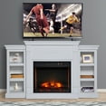 thumbnail image 1 of HOMCOM 70" W x 15.75" H Electric Fireplace Mantel TV Stand, Media Console Center Cabinet with 6 Shelves and Remote Control, Cream White, 1 of 9