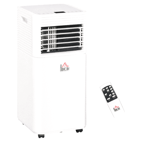 HOMCOM 7000 BTU Portable Mobile Air Conditioner for Cooling, Dehumidifying, and Ventilating with Remote Control, White