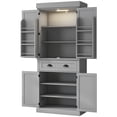 thumbnail image 1 of HOMCOM 71" Kitchen Pantry Cabinet with Large Storage and LED Lights, Gray, 1 of 8