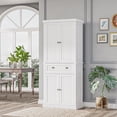 thumbnail image 1 of HOMCOM 72" Farmhouse Kitchen Pantry Cabinet with Drawer, Distressed White, 1 of 9