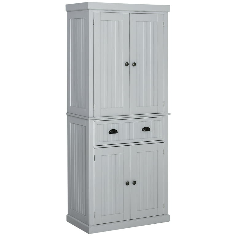 HOMCOM 72 Kitchen Pantry, Tall Storage Cabinet, Freestanding Cupboard with  Drawer, Doors and Adjustable Shelves, Gray 