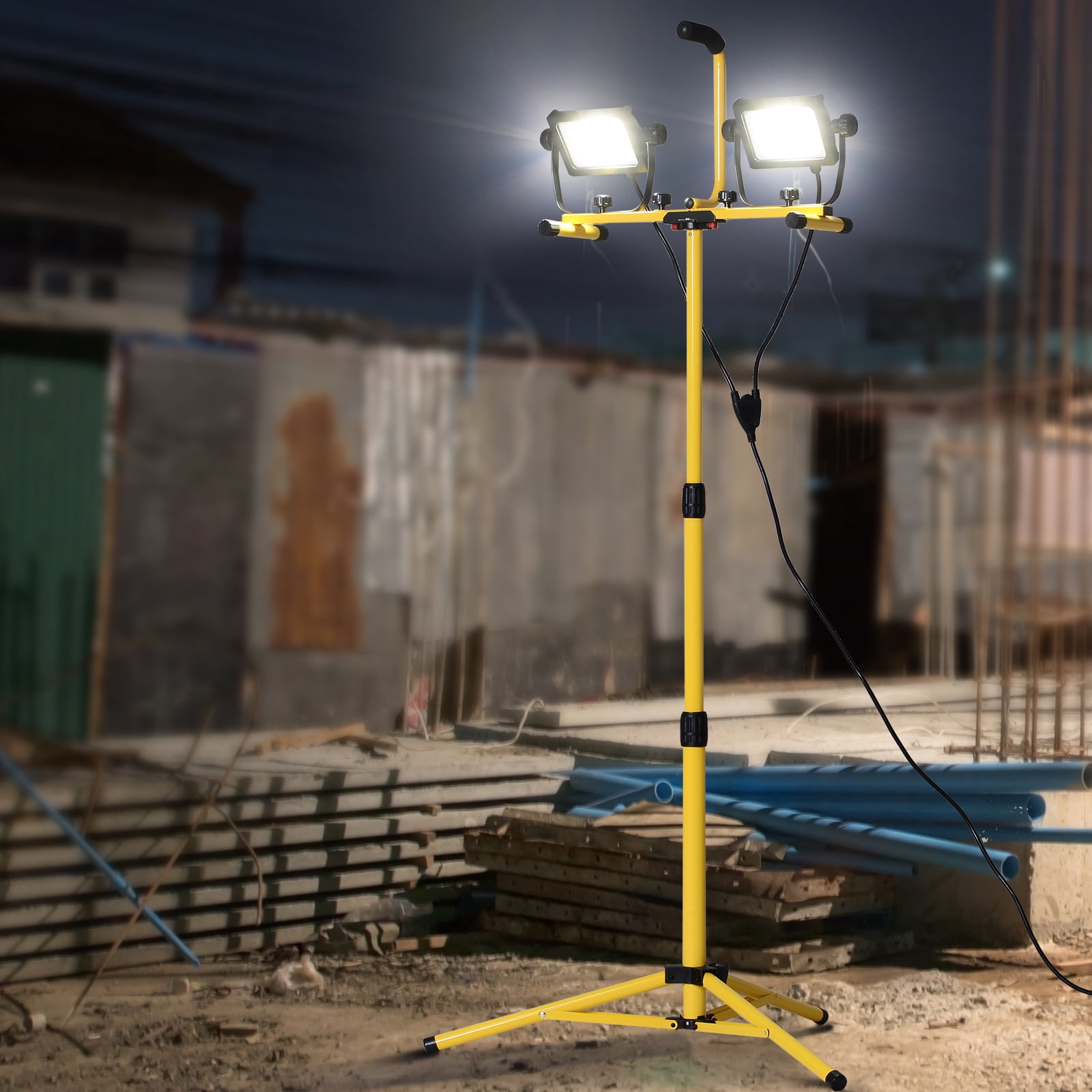 HOMCOM 8,000 Lumen LED Work Lights Dual Head Weather Resistant with ...