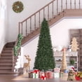 thumbnail image 1 of HOMCOM 8 Foot Pine Artificial Christmas Tree, Slim Pencil Xmas Tree with 952 Realistic Branches, Steel Base, Auto Open, Green, 1 of 9