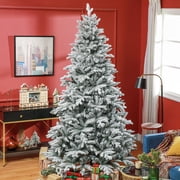 HOMCOM 8 Foot Snow Flocked Artificial Christmas Tree, Easy Assembly