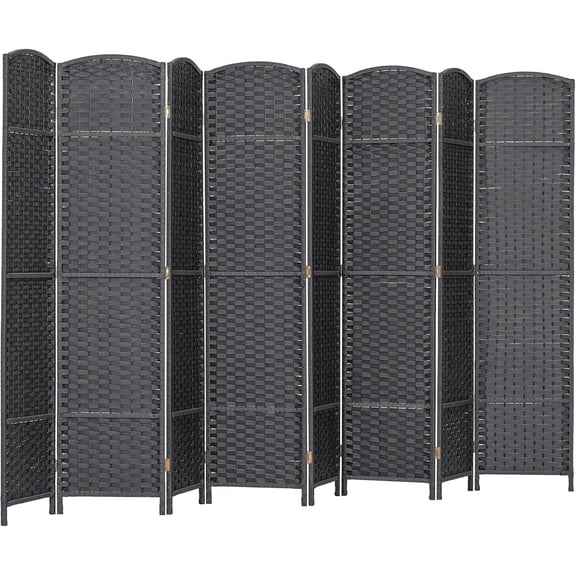 Folding Room Divider 8 Panel 5.6' Tall Privacy Screen - Freestanding Partition for Home Office, Charcoal Gray