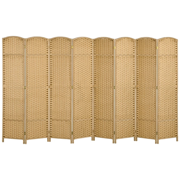 HOMCOM 8 Panel Room Divider Freestanding Folding Privacy Screen Nature Wood
