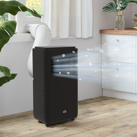 HOMCOM 8,000 BTU Portable Air Conditioner with Remote Control, 24H Timer On/Off, Auto & Sleep Mode, Up to 345 Sq.Ft., Black
