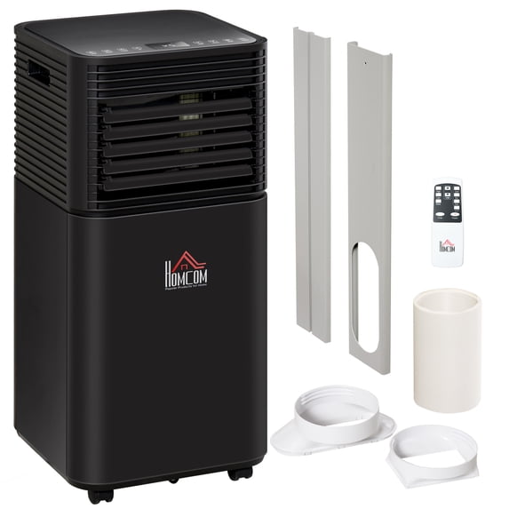 HOMCOM 8000 BTU Portable Air Conditioner with Remote, LED Display, 24H Timer, Black